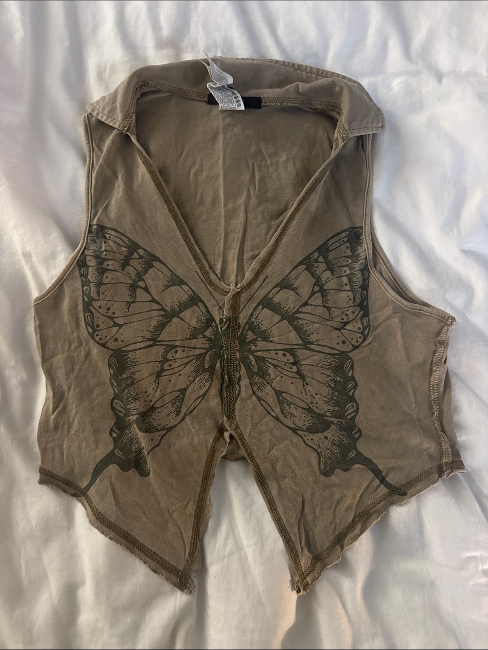 Forever 21 Taupe Butterfly Graphic Sleeveless Vest